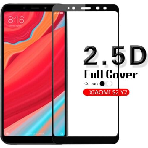 2.5D Edge Anti-Scratch Full Coverage Tempered Glass For Xiaomi Redmi S2 Y2 Clear Glass Film Screen Protector White&Black+Cloth