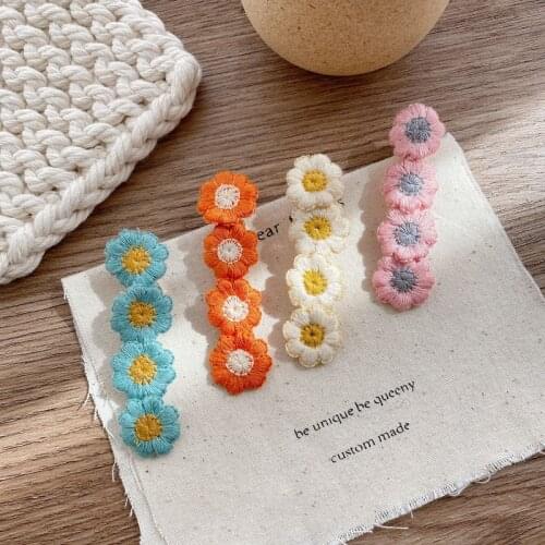 2020 Korean New Candy Color Embroidery Flower Hair Clips Hairpins For Women Fashion Hair Accessories Hairgrips