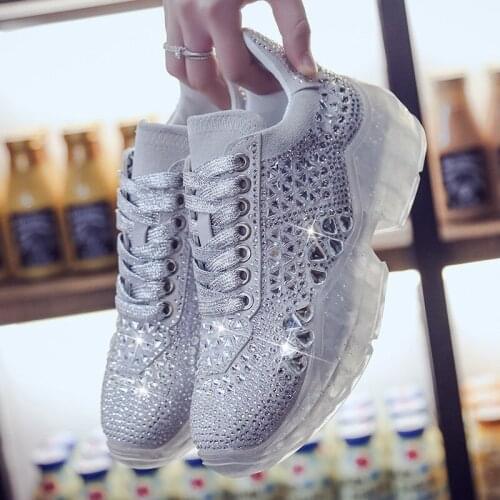 Spring and autumn new womens casual shoes thick-soled rhinestone old shoes trendy fashion all-match female casual sneakers