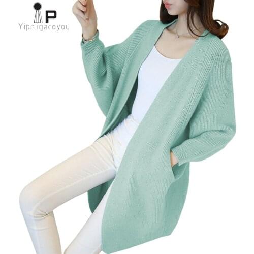 Women Winter Sweater Cardigans Fashion Bat sleeve Knitted Sweaters Women Tops Loose Autumn Long sleeve Knitting Women Cardigan