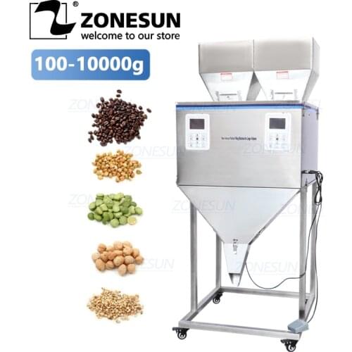 ZONESUN Dry Grain Powder Dried Fruit Oatmeal Cornmeal Plastic Bag Filling Machine With Double Hoppers