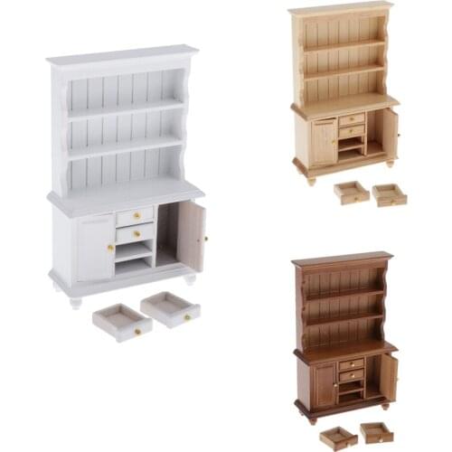 1/12 Multifunctional Cabinet for Doll House Any Rooms Decor, European Style, Handcrafts Collectibles, Kids Pretend Play Toy