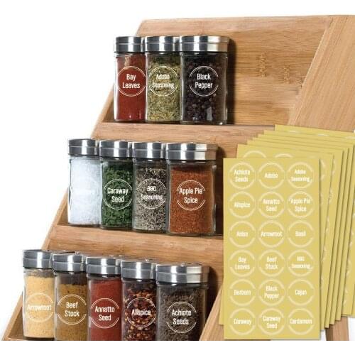 144/276Pcs Food Bottle Container Stickers Script Seasoning Spice Labels Jam Waterproof Various Herbs Preprinted Pantry Decals