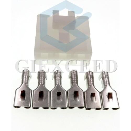 2 Sets 6 Pin Automotive Connector 6.3mm Female Plug High Current Socket