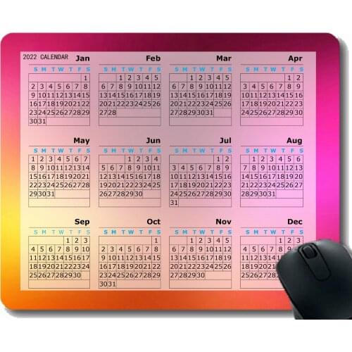 2022 Calendar Mouse Pad with Holidays,Light Glare Green Paint Desktop Notebook Mouse Mat for Working and Gaming