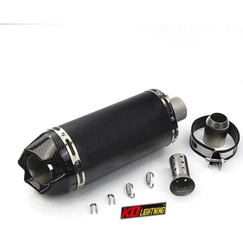 51mm Universal Motorcycle Exhaust Vent Pipe With Silencer Stainless Steel Carbon Fiber 365mm Modified For ATV Street Bike