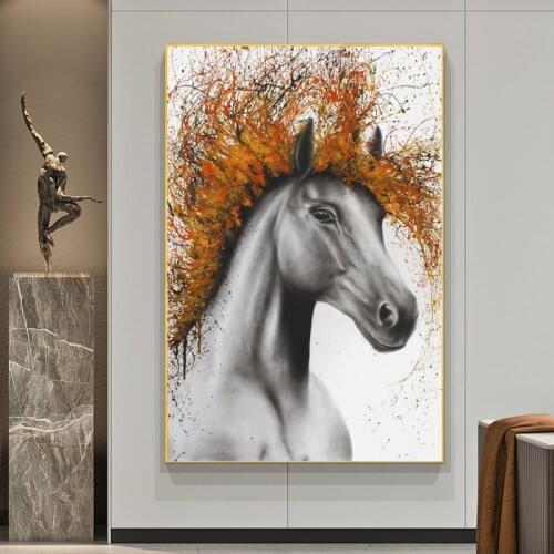 Abstract Graffiti Horse Animal Oil Painting Canvas Painting Poster Print Cuadros Wall Art for Living Room Home Decor (No Frame)