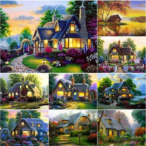 New 5D DIY Diamond Painting Full Square Round Drill Houses Diamond Embroidery Scenery Cross Stitch Crafts Art Home Decor Gift
