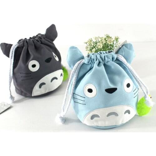 Anime Cute Totoro Creative Canvas Coin Purse Girl Fashion Storage Drawstring Phone Bag Kids Cartoon Portable Bags Pouch Toy Gift