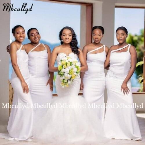White Bridesmaid Dresses 2021 Long Mermaid Cheap Wedding Gust Dress Junior Maid of Honor Gowns Celebrity Dresses