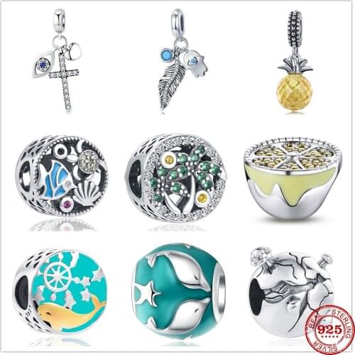 New Devils Eye Cross Coconut Lemon Charm Beads fit Original Pandora Charms Silver 925 Bracelet accessories DIY Women Jewelry
