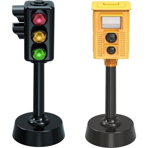 Simulated Two-Sided Traffic Lights Road Sign Lamp Crosswalk Signals with Base Early Learning Toys for Boys & Girls