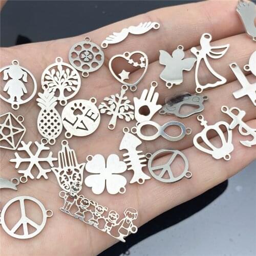 Design Fashin Charms Connectors 8/40pcs Stainleseel 2sides Earring Connector For Diy Jewelry making