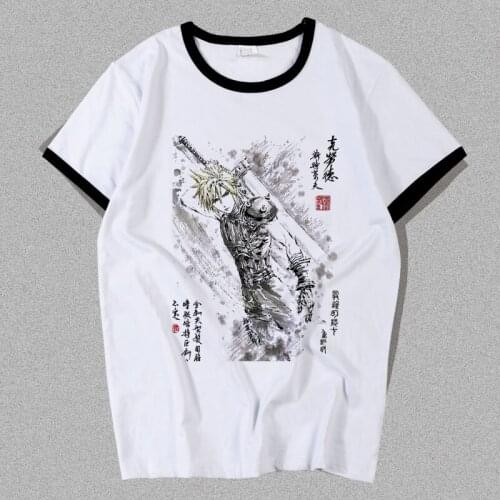 Anime Final Fantasy VII Remake Cloud Strife Cosplay T-shirt T shirt Summer Cotton Short-sleeve Men women Tees tops