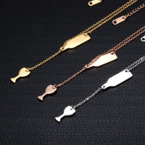 Perfect Party Gift Red Wine Pendant Necklace Stainless Steel Wine Necklaces for Women Fine Necklace Jewelry