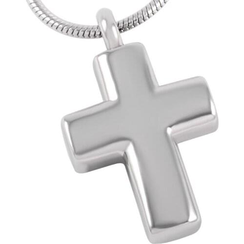 IJD8391 Never Fade Stainless Steel Silver Tone Small Cross Keepsake Urn Cremation Jewelry Pendant Fashion Womens Accessories