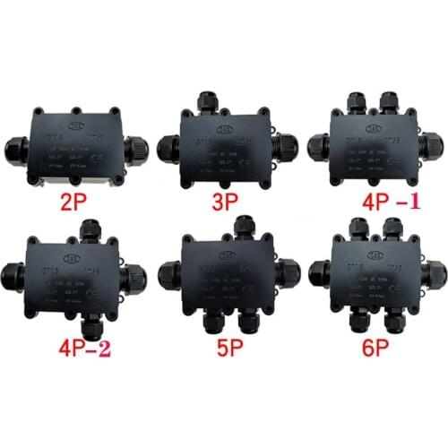IP68 Two-core, Three-core and Four-core Plastic Waterproof Junction Box LED Street Lamp Glued Waterproof Box Black Cable Junctio