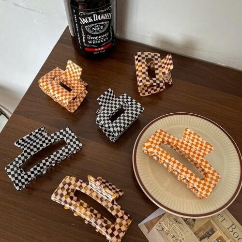 Geometric Acetate Hair Claws Large Hair Crabs Hair Clip Plaid Grain Hair Clamps for Women Hair Styling Tool Hair Accessories