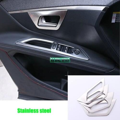 Stainless Steel Car Door Handle Bowl Cover Interior Decoration Trim for Peugeot 4008 5008 2017 2018 2019 Car Accessories