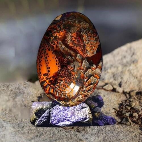 Lava Dragon Egg Ornamental Collection Decor Dinosaur Egg Statue Resin Dragon Egg Crystal Minerale Gemstone Reiki Home Decoration
