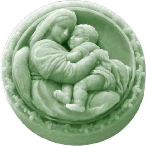 Mothers Embrace Baby Round Silicone Molds Mothers Day Candle Chocolate Silicone Mould Clay Craft Mold