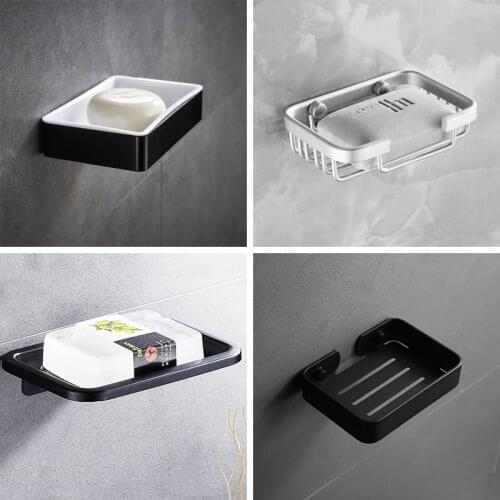 Metal Soap Box Adhesive Soap Dish Bathroom Soap Holder Wall-mounted Soap Draining Pendant Bathroom Soap Box