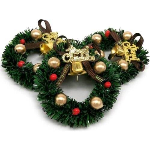 M17D Dollhouse Miniature Christmas Wreath Dollhouse Accessories Christmas Decoration Holiday Wreath with Bowknot and Bells