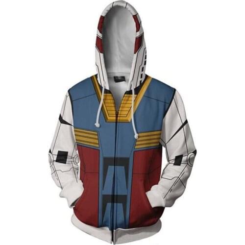 S-5XL Large Size High Quality GUNDAM 3D Hoodies Sweatshirt Cosplay GUNDAM Man Zipper Jacket 3D Thin Sweatshirts Coat