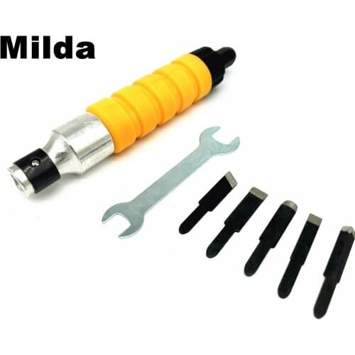 Milda Chuck Attachment Wood Chisel Carving Tool Set 5pcs Engraving head woodworking For Electric Drill Flexible Shaft