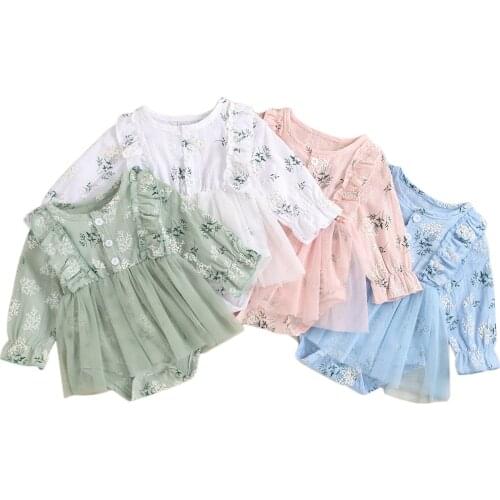 New Baby Rompers Infant Tulle Jumpsuit girls clothes Cotton High quality Floral Printed newborn Romper