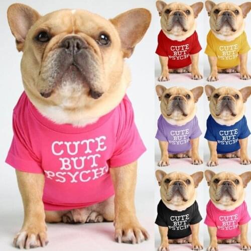 Hot Sell Pet Clothes For Dog Single Color T Shirt French Bulldog Medium Size Cute Puppy Costume Fashion Letter Printing