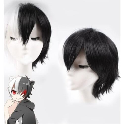 Danganronpa: Trigger Happy Havoc Cosplay Wigs Dangan Ronpa Monokuma Men Playing Short White Black Hair Halloween 1:1 Wigs
