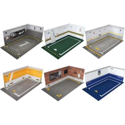 PVC 1:32 Scale Model Car Parking Lot Space Scene Garage Display Cabinet Modified Garage Home Table Decoration