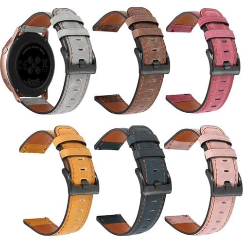 20mm 22mm Oil Wax Leather Watch Strap for Samsung Galaxy Watch3 42mm 46mm Active2 Cowhide Wrist Band Bracelet for Huawei GT 2/2e