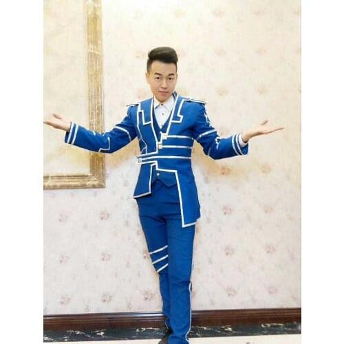 S-5XL 2020 New 3 piece Men clothing singer DS DJ conjuring stage Performance costumes suit set custom made fimbria formal dress