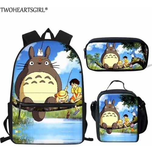 School Bags for Teenagers My Neighbor Totoro Bookbags Cartoon Print Lightweight Kids Boys Girls Book Bags Student Bags Backpack