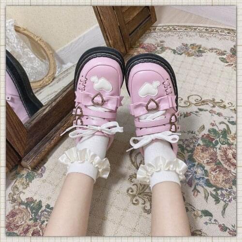Spring Autumn Women Mary Jane Anime Buckle Lolita Shoes Platform Flat Retro Casual Shoes Sweet Kawaii Girls Lolita Running Shoes