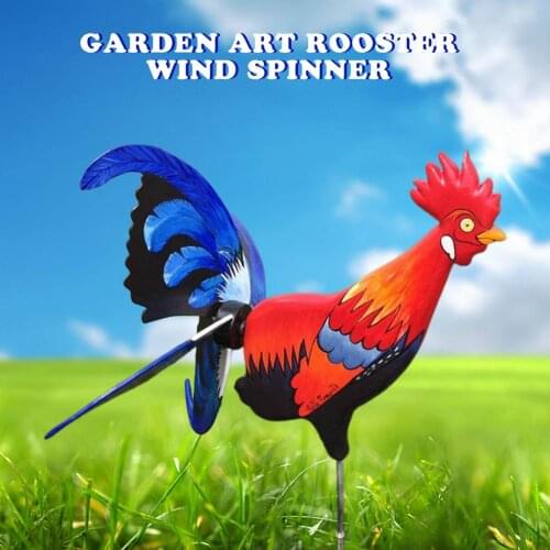 Rooster Windmill Art Stake Courtyard Farm Garden Decoration Waterproof Wind Spinner Vivid Sculpture Outdoor Jardinage Dropship