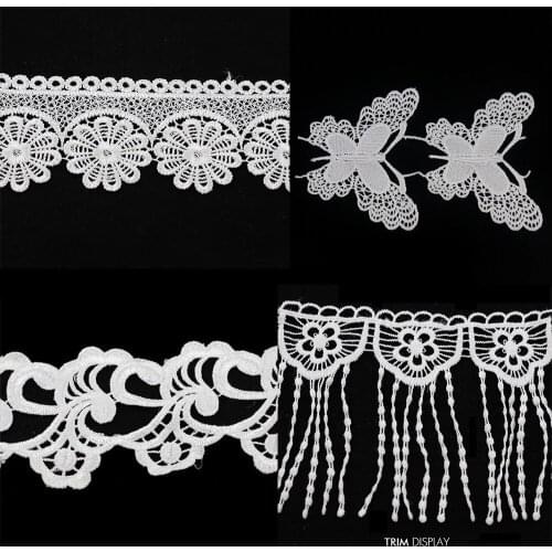 Embroidered White Motif Lace FabricVenise Ribbon Applique Water Soluable Trim Embellishment Sewing 5yard/T825