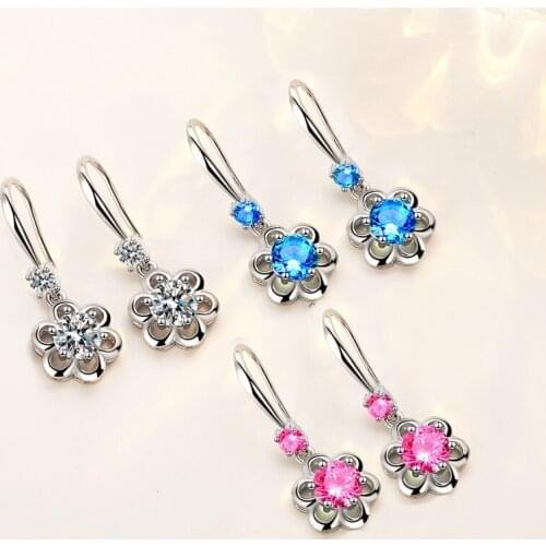 Womens Fashion Cute Romantic Flower Drop Earrings Crystal AAA Zircon Six Leaves Helianthus Dangle Earring Piercing Accessories