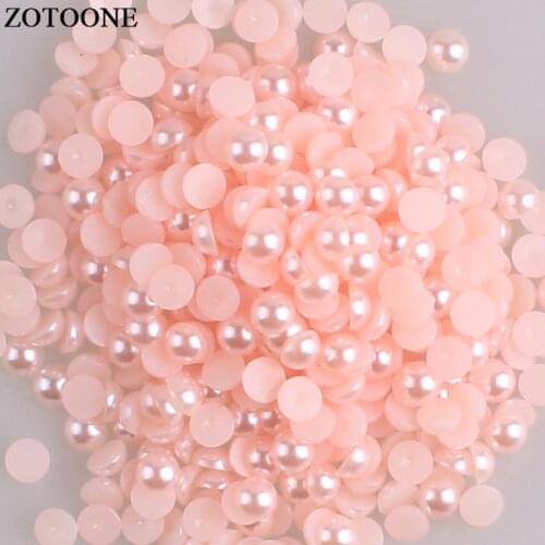 ZOTOONE 2-6mm 1000 Pcs Light Pink Ceramic Bead Half Round Pearl Flatback Pearl Stones And Crystals Jewelry Nail Art Accessories