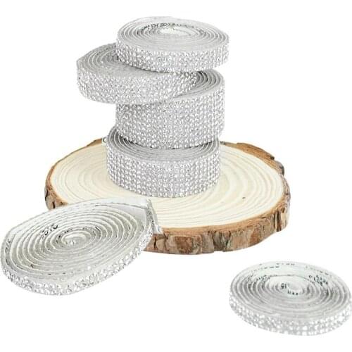 1Yard Shine Glass Rhinestone Trim Sticker Sheet Crystal Stickers Beaded Applique DIY Wedding Dress Belt Tape Car Decoration