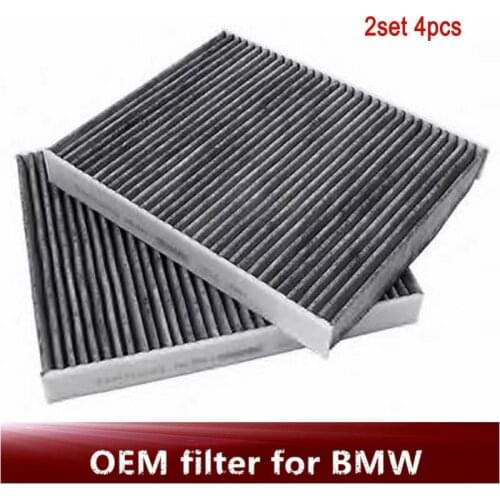 2set 4 pc Genuine cabin filter for BMW F01 F02 F07 F10 64119163329 64119272642 Charcoal activated cabin filter set 64119163328
