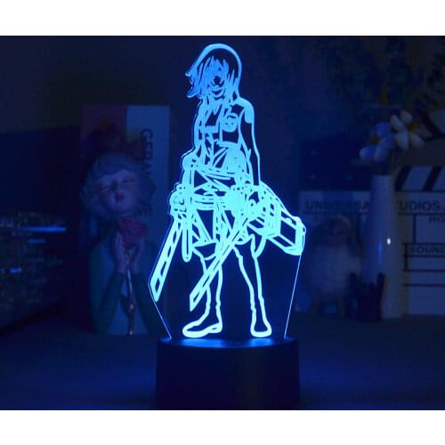 3D Night Light Attack on Titan Mikasa Ackerman Figure Girl Nightlight for Dorm Room Decor Light LED USB Battery Powered Lamp