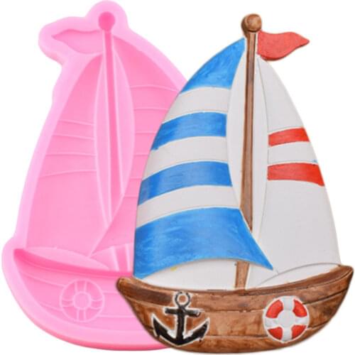 3D Sailboat Silicone Molds Fondant Mold Baby Birthday Cake Decorating Tools Cookie Baking Candy Clay Chocolate Gumpaste Moulds