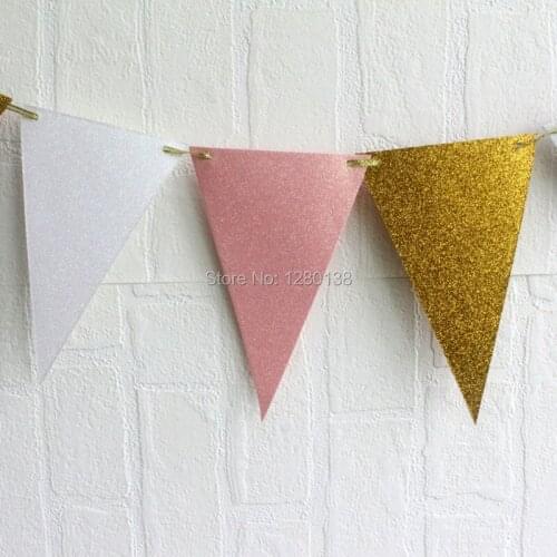 5pack Gold Pink White Twinkle Paper Flag Garland Wedding Engagement Birthday Wall Decor Party Table Decoration Bunting Banner