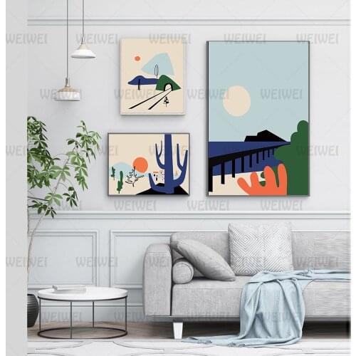 Abstract Posters and Prints Minimalist Landscape Wall Pictures for Living Room Long Bridge Railway Home Decor Canvas Painting