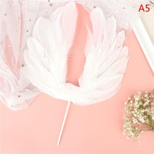 Angel Feather Wing Flag Cake Toppers for Wedding Birthday Party Cake Top Decor Baking Cake Top Decoration Supplies