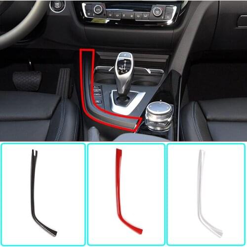ABS Carbon Fiber/Chrome Center Console Gear L-shaped Side Trim For BMW 3 Series GT 4 Series F30 F35 320i 2013-19 LHD Accessories