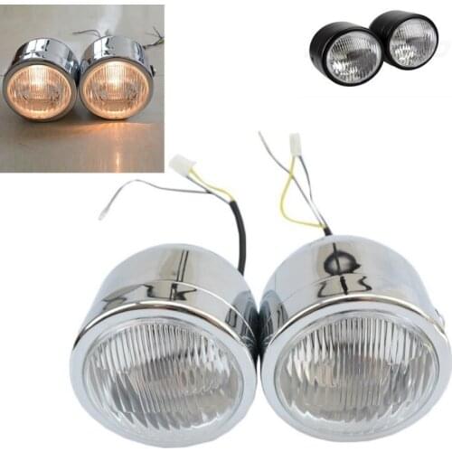 Black chrome Motorcycles Twin Front Headlight For Harley Street Fat Boy Dual Sport Dirt Bikes Street Fighter Naked Cafe Racer